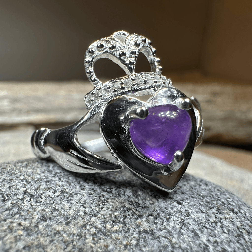 Noble Heart Amethyst Irish Claddagh Ring Ring La Vie Bien Noble Heart Amethyst Irish Claddagh Ring