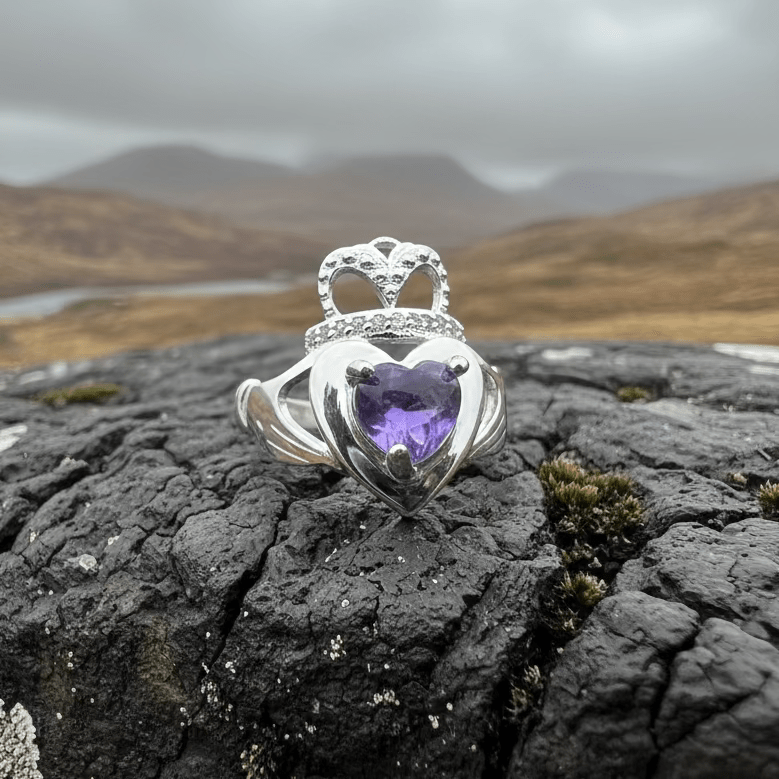 Noble Heart Amethyst Irish Claddagh Ring Ring La Vie Bien Noble Heart Amethyst Irish Claddagh Ring