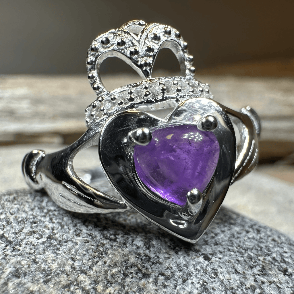 Noble Heart Amethyst Irish Claddagh Ring Ring La Vie Bien Noble Heart Amethyst Irish Claddagh Ring