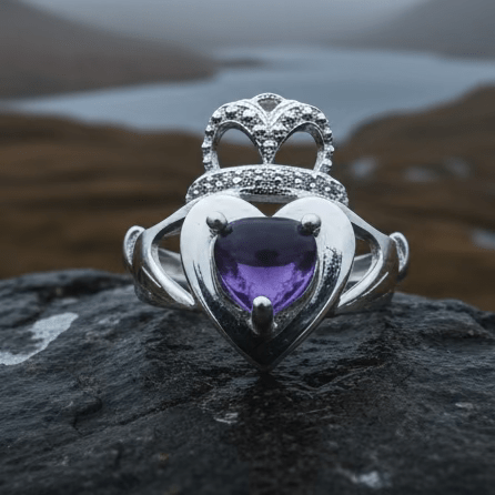 Noble Heart Amethyst Irish Claddagh Ring Ring La Vie Bien Noble Heart Amethyst Irish Claddagh Ring