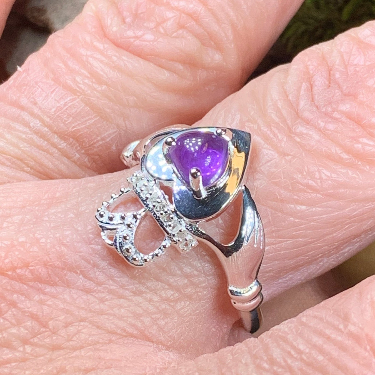 Noble Heart Amethyst Irish Claddagh Ring Ring La Vie Bien Noble Heart Amethyst Irish Claddagh Ring