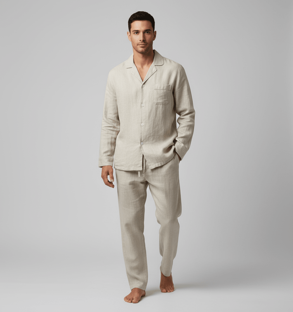 Noble Mount 100% Linen Men's Pajama Set for Summer pajama-sets La Vie Bien Noble Mount 100% Linen Men's Pajama Set for Summer