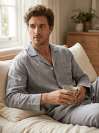Noble Mount 100% Linen Men's Pajama Set for Summer pajama-sets La Vie Bien Noble Mount 100% Linen Men's Pajama Set for Summer