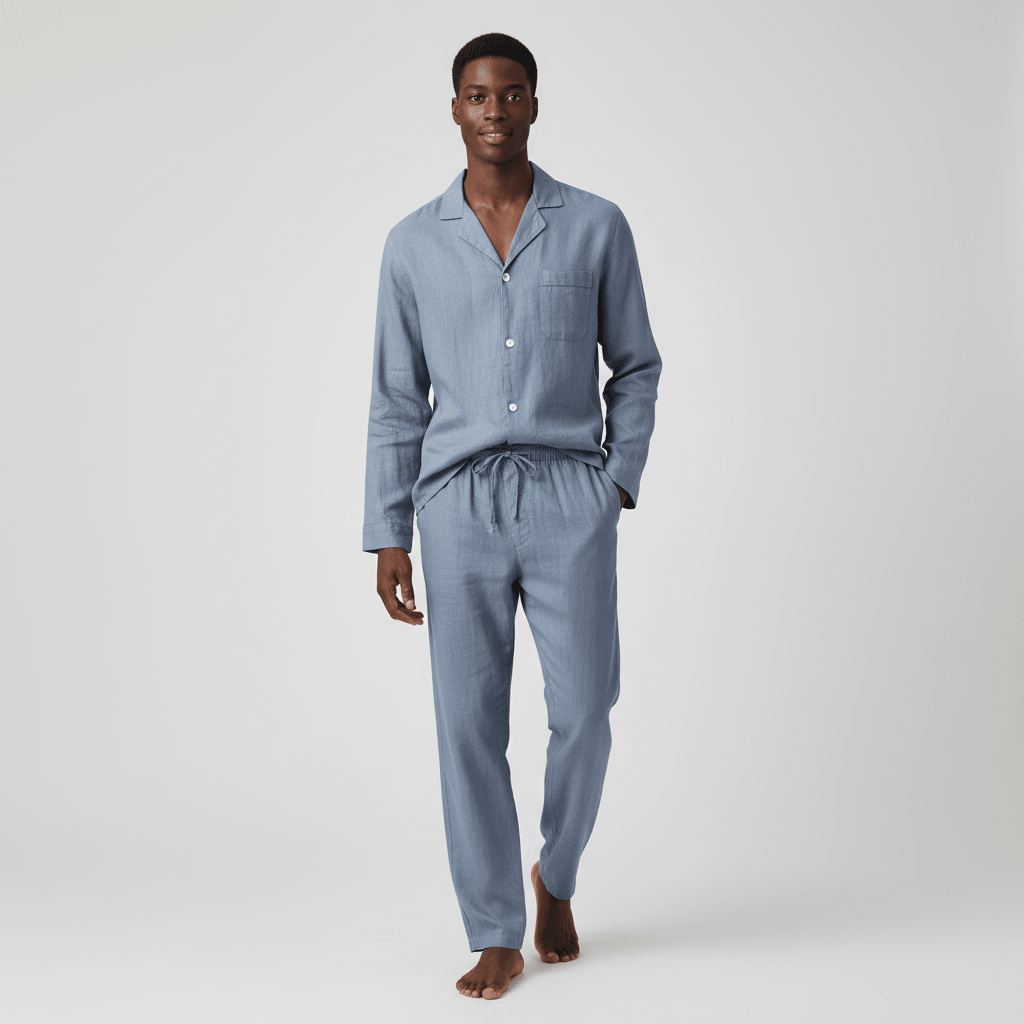 Noble Mount 100% Linen Men's Pajama Set for Summer pajama-sets La Vie Bien Noble Mount 100% Linen Men's Pajama Set for Summer