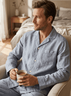 Noble Mount 100% Linen Men's Pajama Set for Summer pajama-sets La Vie Bien Noble Mount 100% Linen Men's Pajama Set for Summer