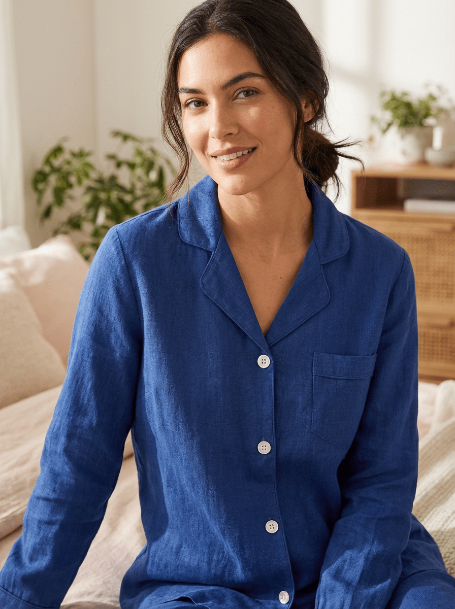 Noble Mount 100% Linen Womens Pajama Set for Summer pajama-sets La Vie Bien Noble Mount 100% Linen Womens Pajama Set for Summer