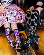 Nocturnal Cats Sheer Crew Sock by Sock Candy