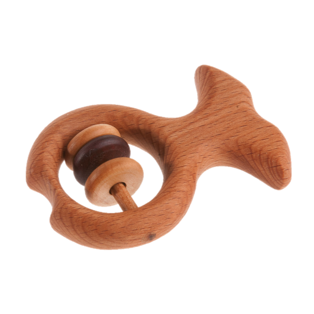 Organic Wooden Rattle-Teether Fish