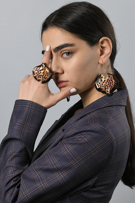 Armenian Pomegranate Wooden Earrings — Handcrafted in Armenia | Lightweight Statement Earrings | Gift for Her