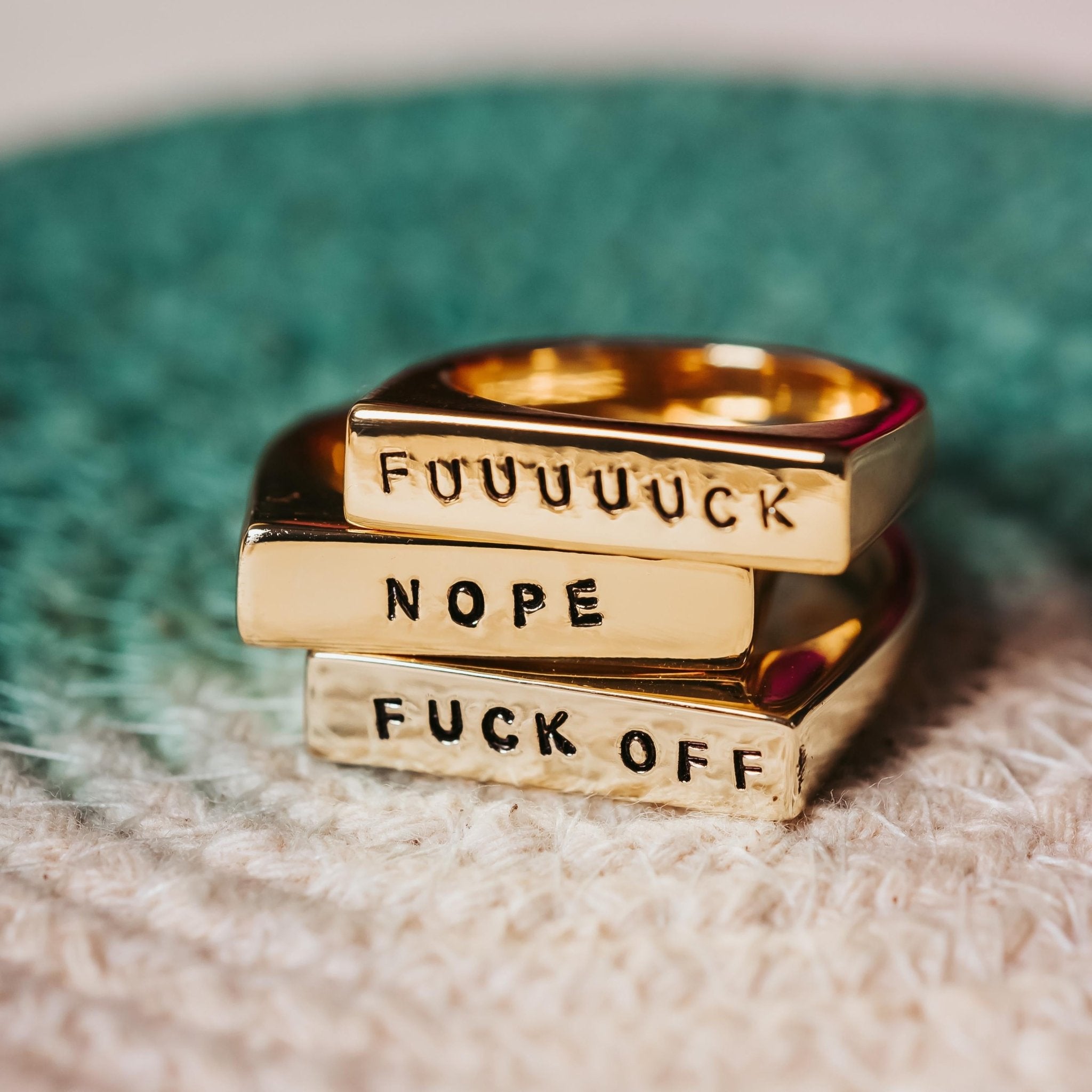 NOPE Gold or Silver Flat Top Ring Finger Rings La Vie Bien NOPE Gold or Silver Flat Top Ring