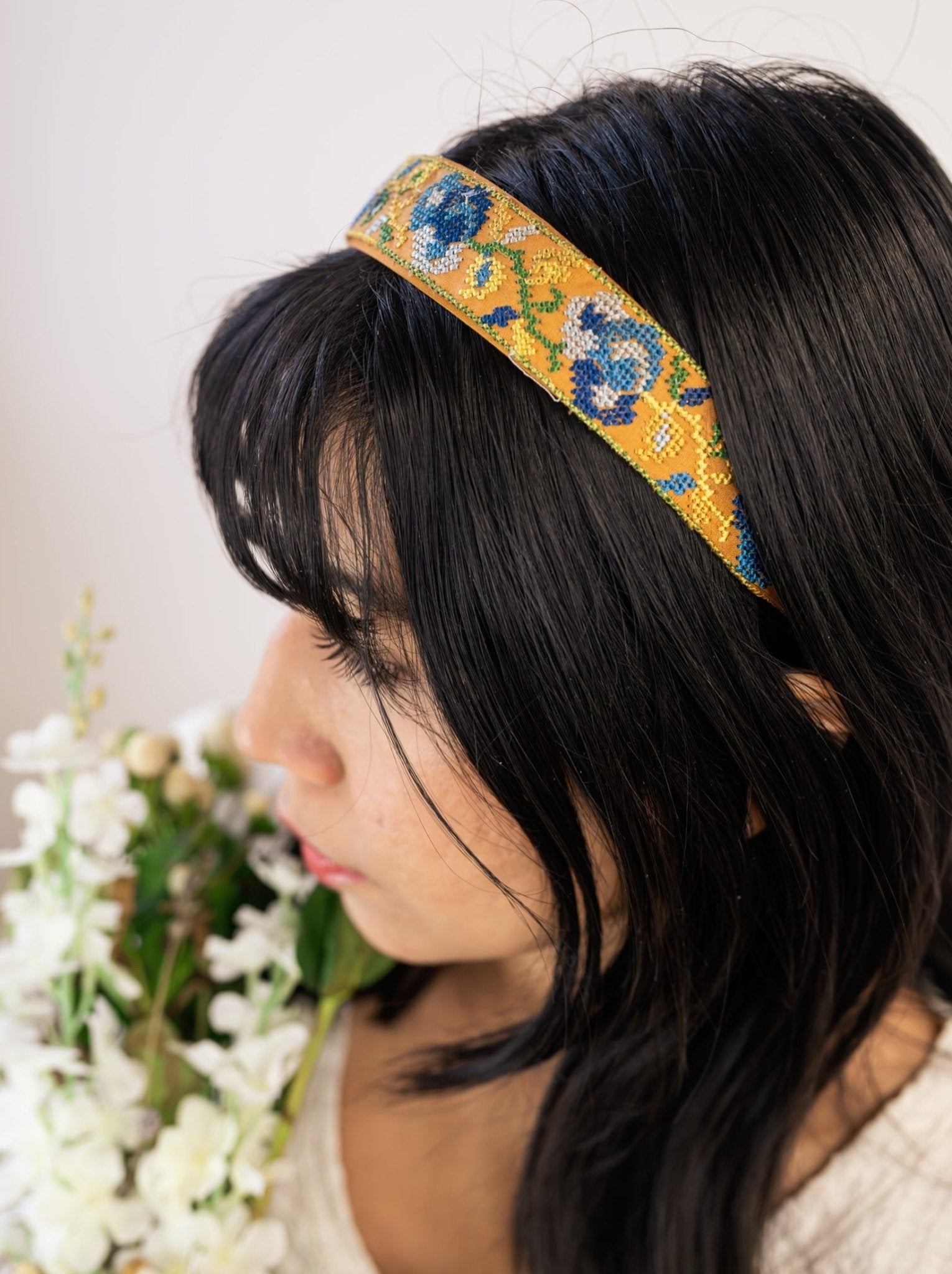 Nora Cross Stitch Headband Headbands La Vie Bien Nora Cross Stitch Headband