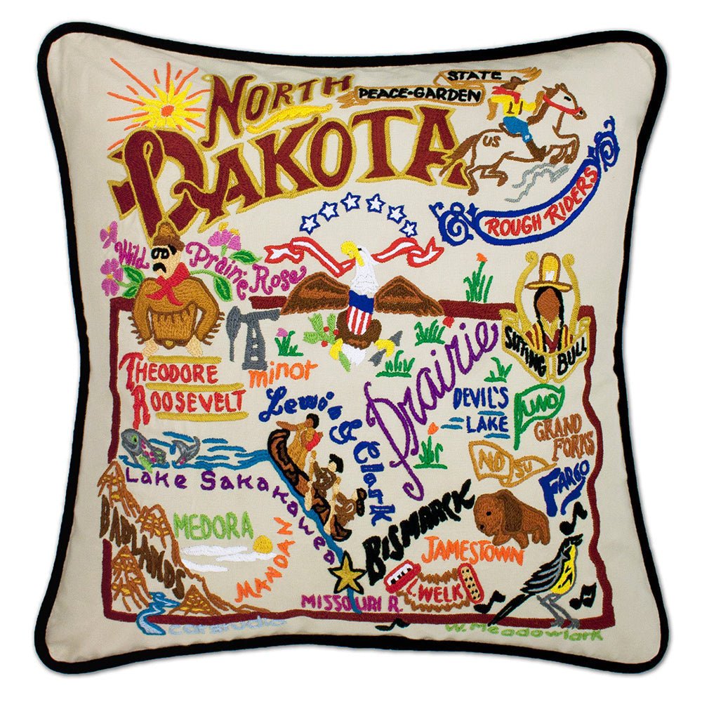 North Dakokta Hand - Embroidered Pillow Pillows La Vie Bien North Dakokta Hand - Embroidered Pillow