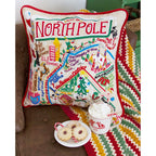 North Pole City Hand - Embroidered Pillow by Cat Studio Pillows La Vie Bien North Pole City Hand - Embroidered Pillow by Cat Studio