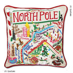North Pole City Hand - Embroidered Pillow by Cat Studio Pillows La Vie Bien North Pole City Hand - Embroidered Pillow by Cat Studio