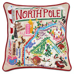 North Pole City Hand - Embroidered Pillow by Cat Studio Pillows La Vie Bien North Pole City Hand - Embroidered Pillow by Cat Studio