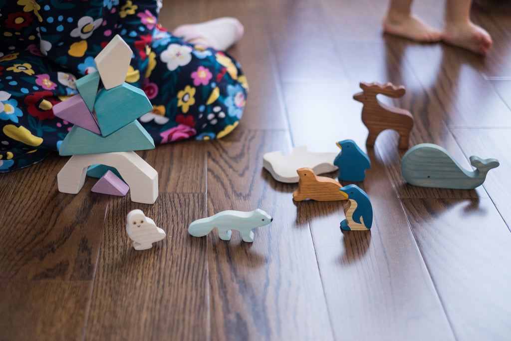 Wooden Iceberg pyramid stacker with cave