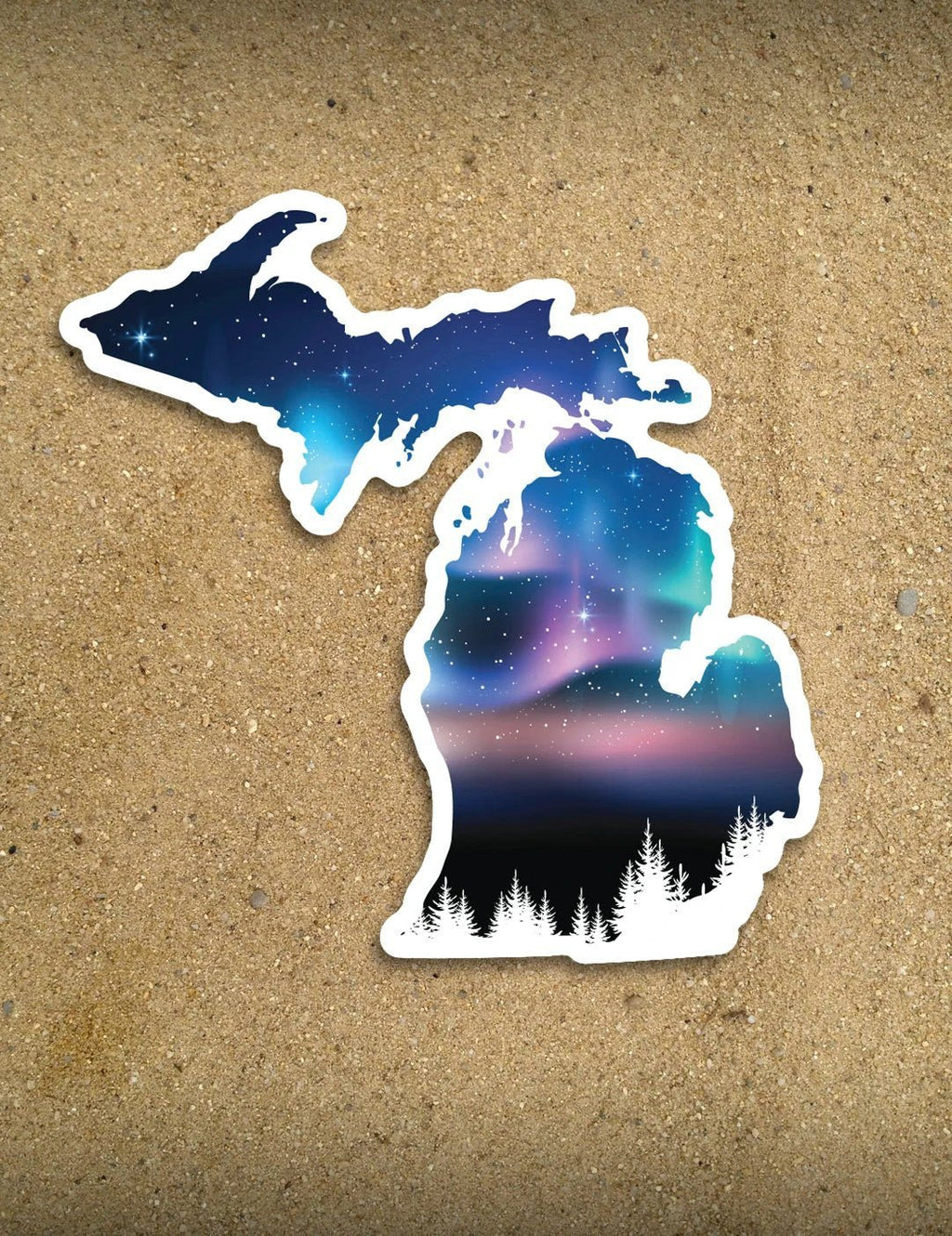 Northern Lights - 4" Michigan Sticker by The Michigan Outfitter