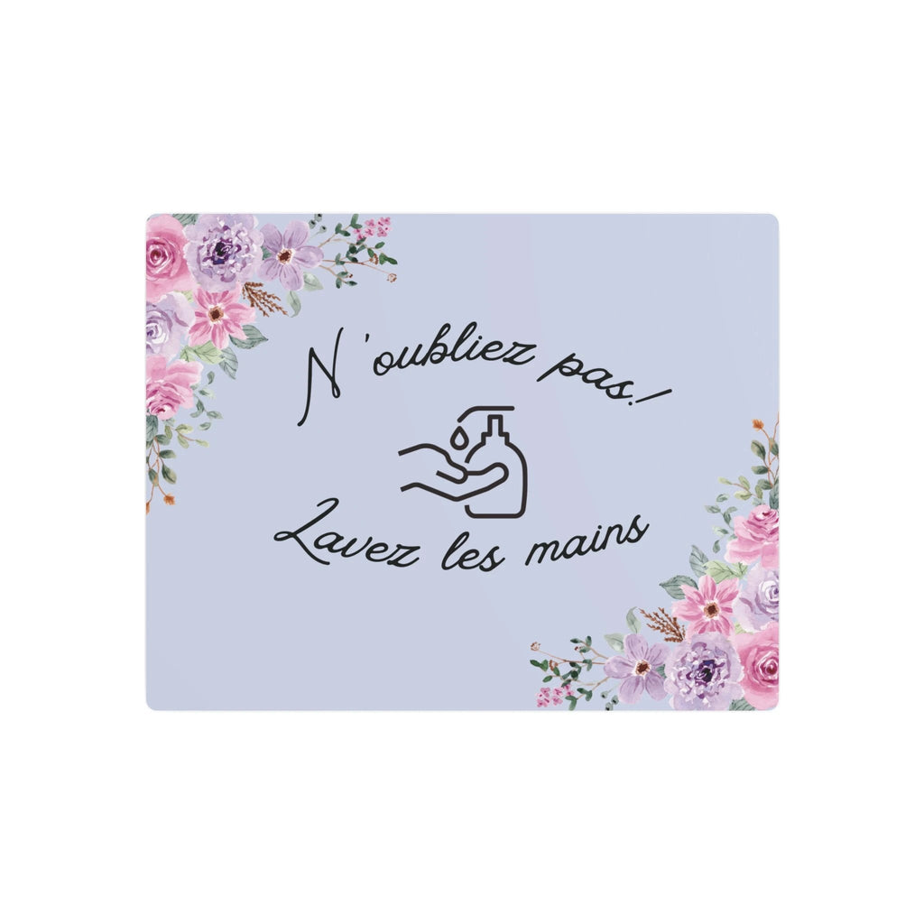 N'oubliez pas lavez les mains metal Floral Bathroom Sign by Printify