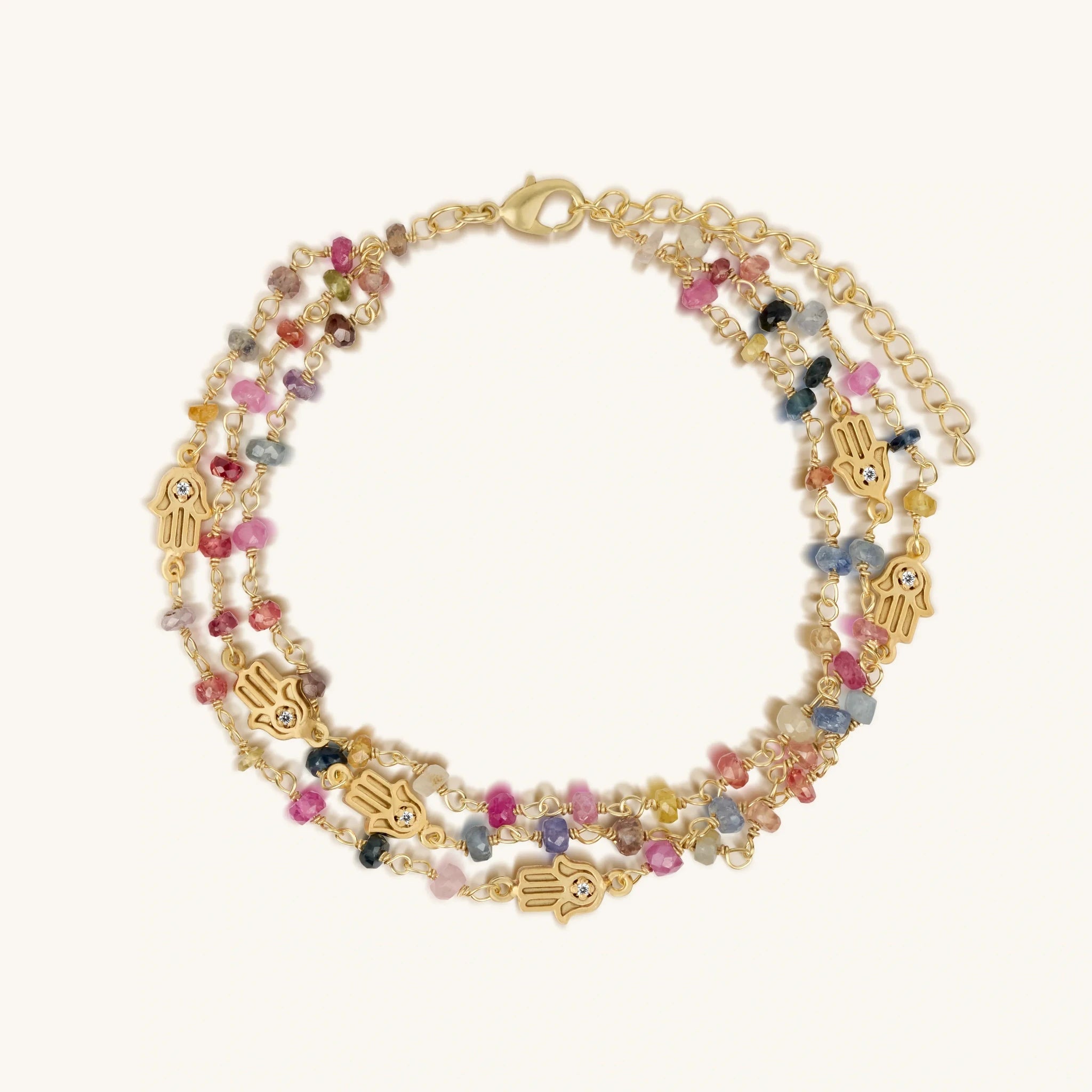 Nourished Intuition Multi - Sapphire Hamsa Gold Bracelet