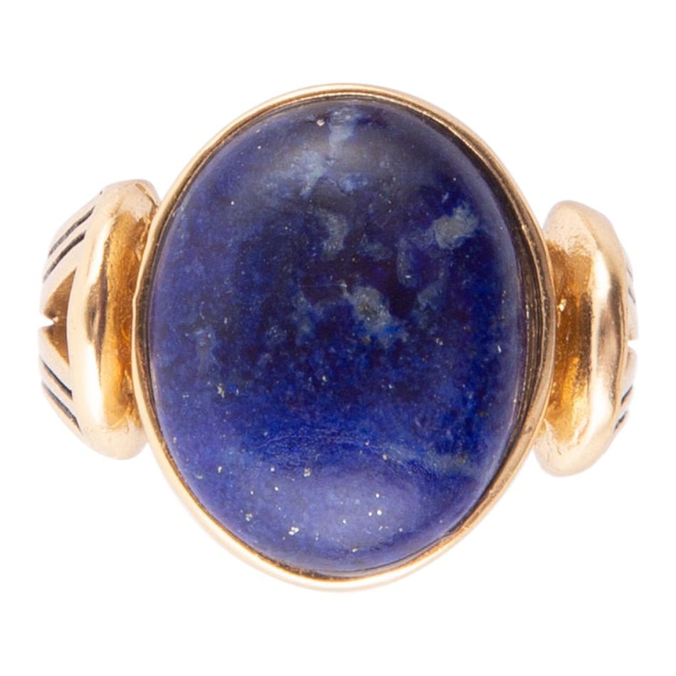 Nova Blue Lapis and Golden Bronze Oval Ring Rings La Vie Bien Nova Blue Lapis and Golden Bronze Oval Ring