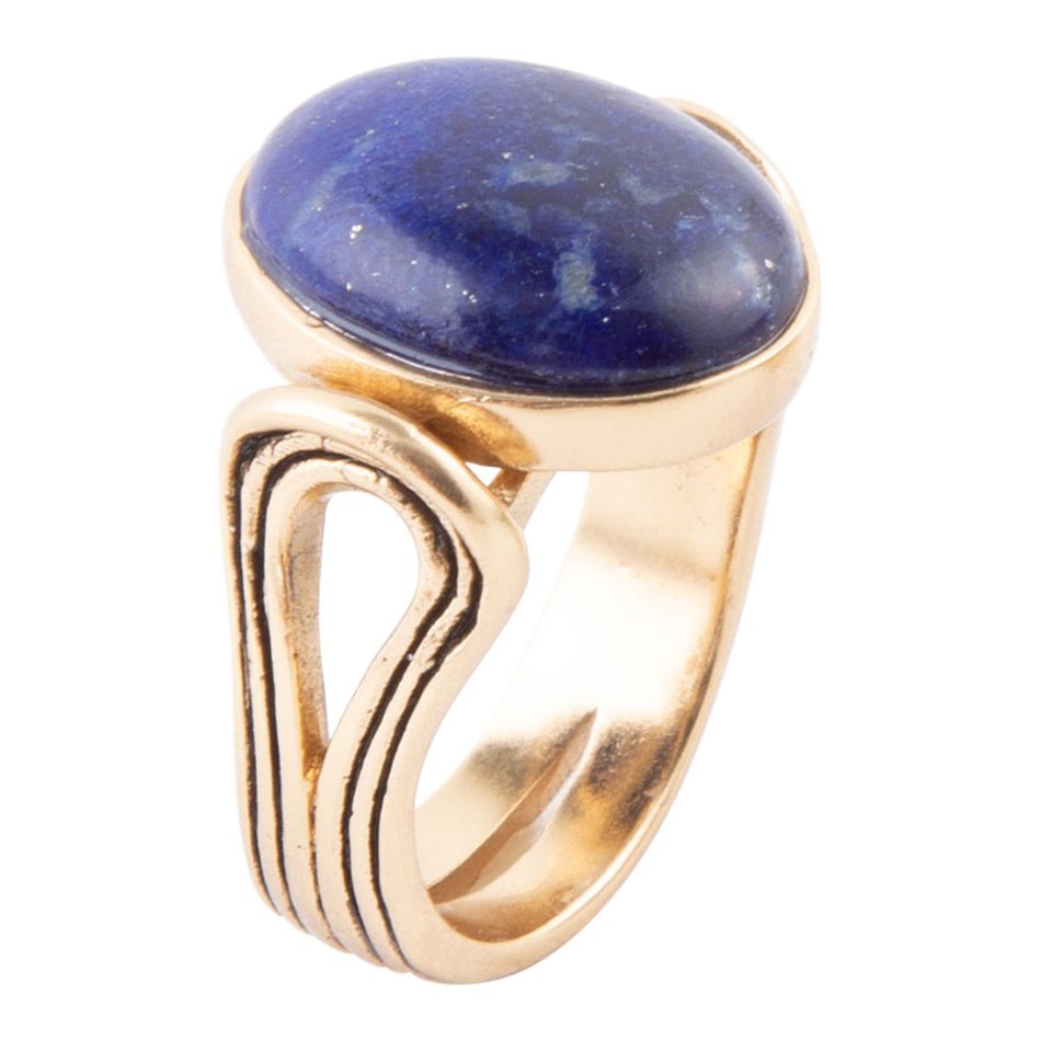 Nova Blue Lapis and Golden Bronze Oval Ring Rings La Vie Bien Nova Blue Lapis and Golden Bronze Oval Ring