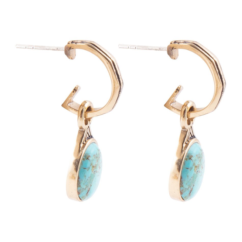 Nova Half-Hoop Blue Turquoise and Golden Earrings Earrings La Vie Bien Nova Half-Hoop Blue Turquoise and Golden Earrings