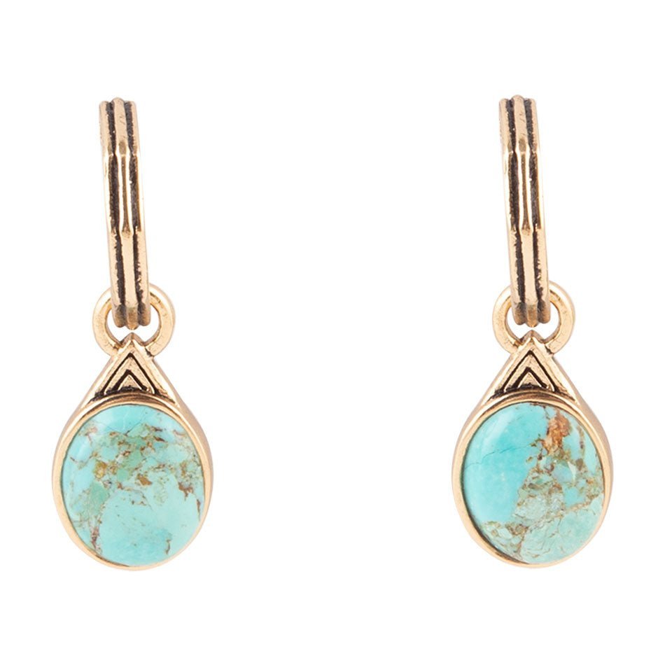 Nova Half-Hoop Blue Turquoise and Golden Earrings Earrings La Vie Bien Nova Half-Hoop Blue Turquoise and Golden Earrings