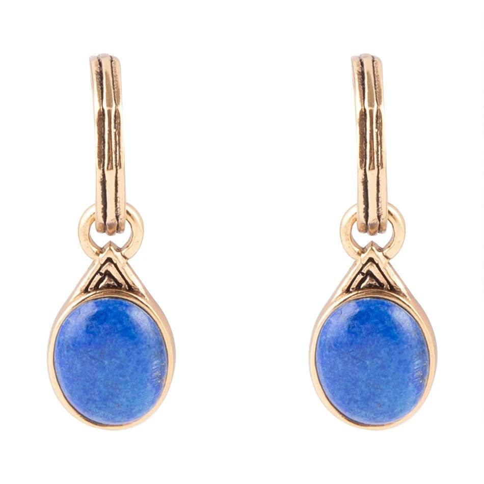 Nova Half-Hoop Blue Lapis and Golden Earrings by Barse Jewelry