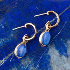 Nova Half-Hoop Blue Lapis and Golden Earrings by Barse Jewelry