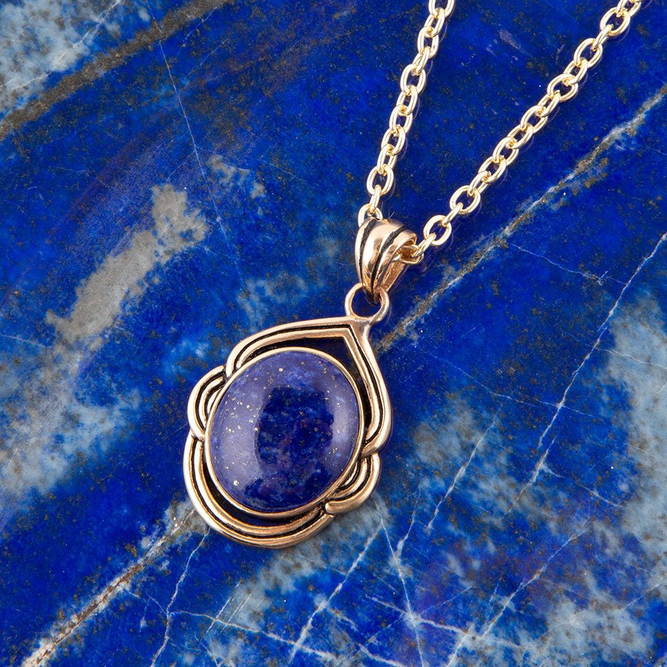 Nova Blue Lapis Pendant and Golden Necklace