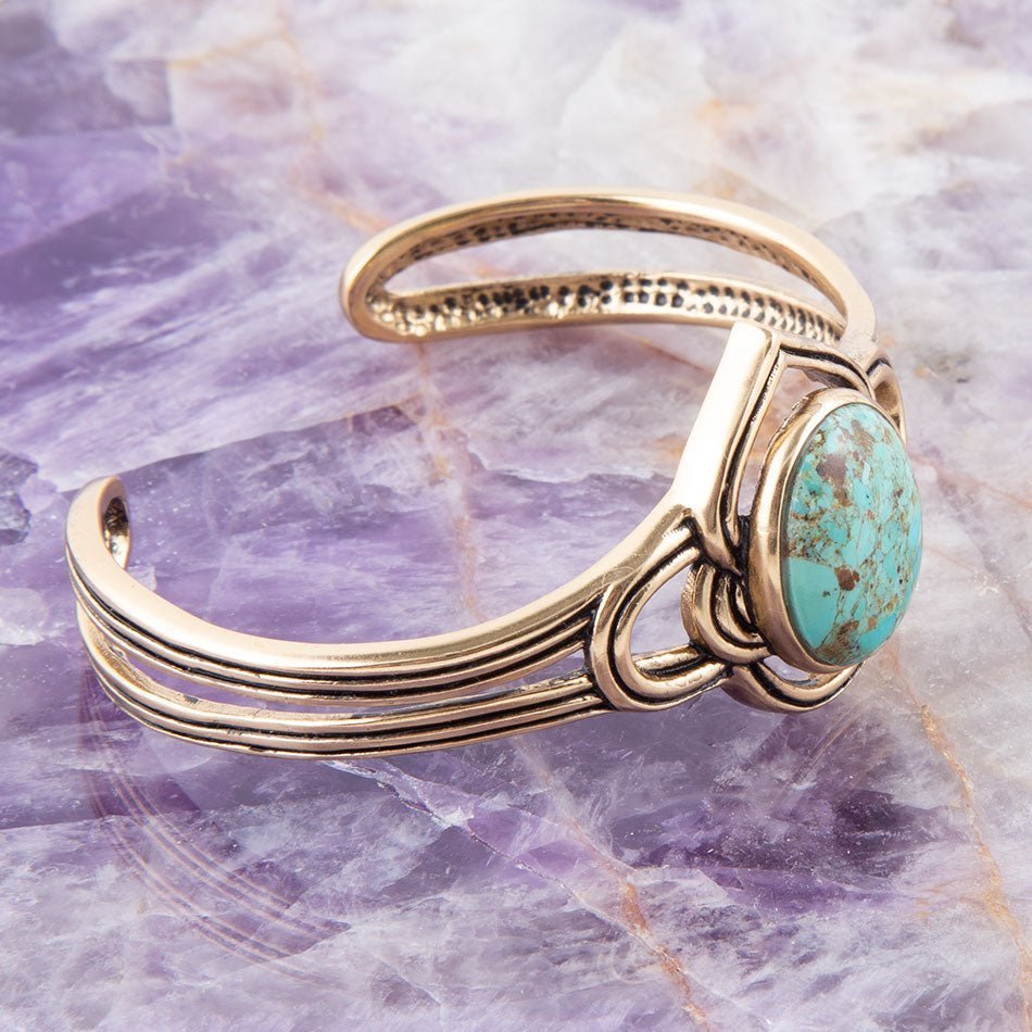 Nova Turquoise and Bronze Cuff Bracelet Bracelets La Vie Bien Nova Turquoise and Bronze Cuff Bracelet