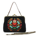 Nutcracker Kiss Lock Bag in Linen Cotton Blend Handbags La Vie Bien Nutcracker Kiss Lock Bag in Linen Cotton Blend