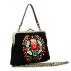 Nutcracker Kiss Lock Bag in Linen Cotton Blend Handbags La Vie Bien Nutcracker Kiss Lock Bag in Linen Cotton Blend