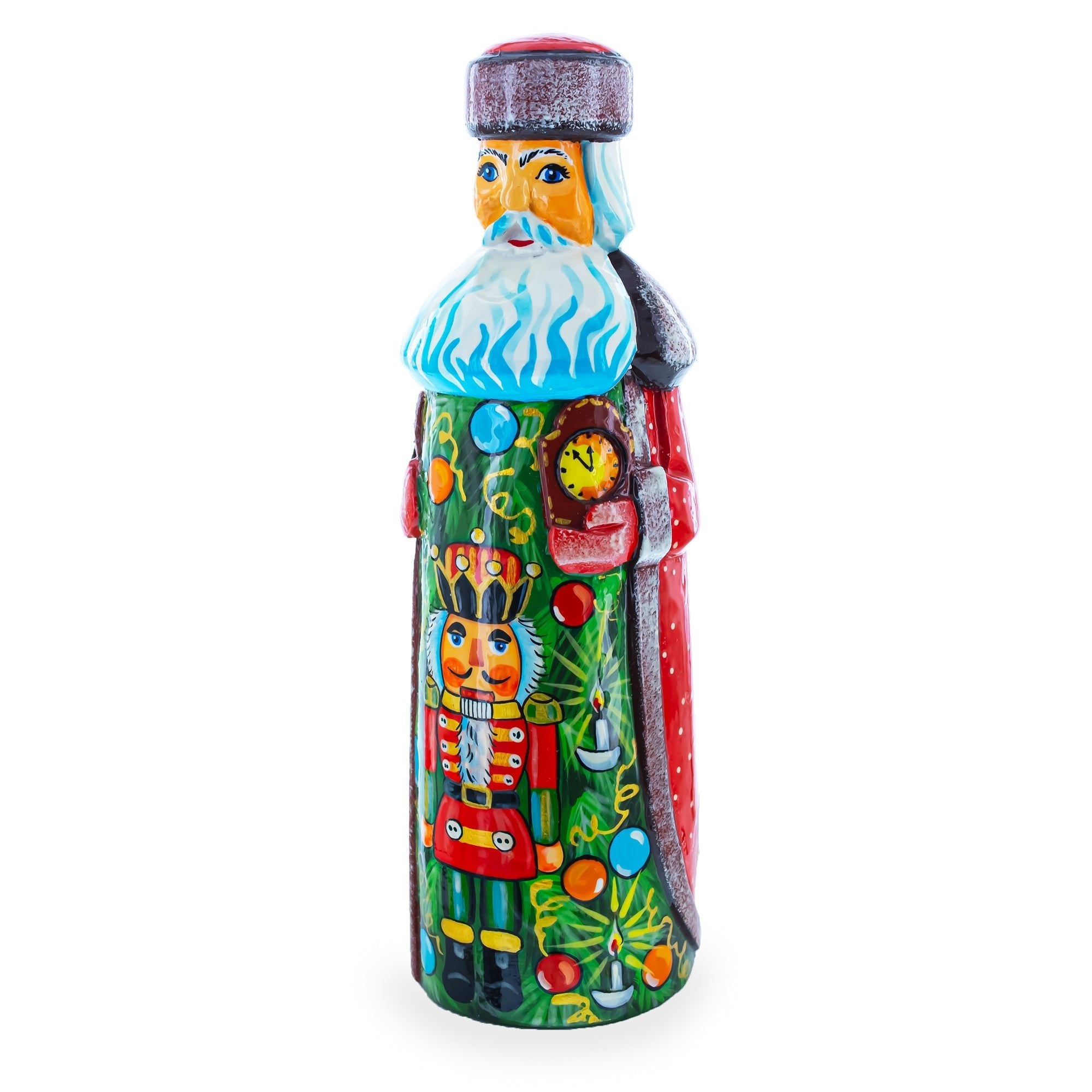 Nutcracker on Christmas Tree Hand Carved Wooden Santa Figurine 7.25 Inches Christmas Decor > Carved Wooden Santa La Vie Bien Nutcracker on Christmas Tree Hand Carved Wooden Santa Figurine 7.25 Inches