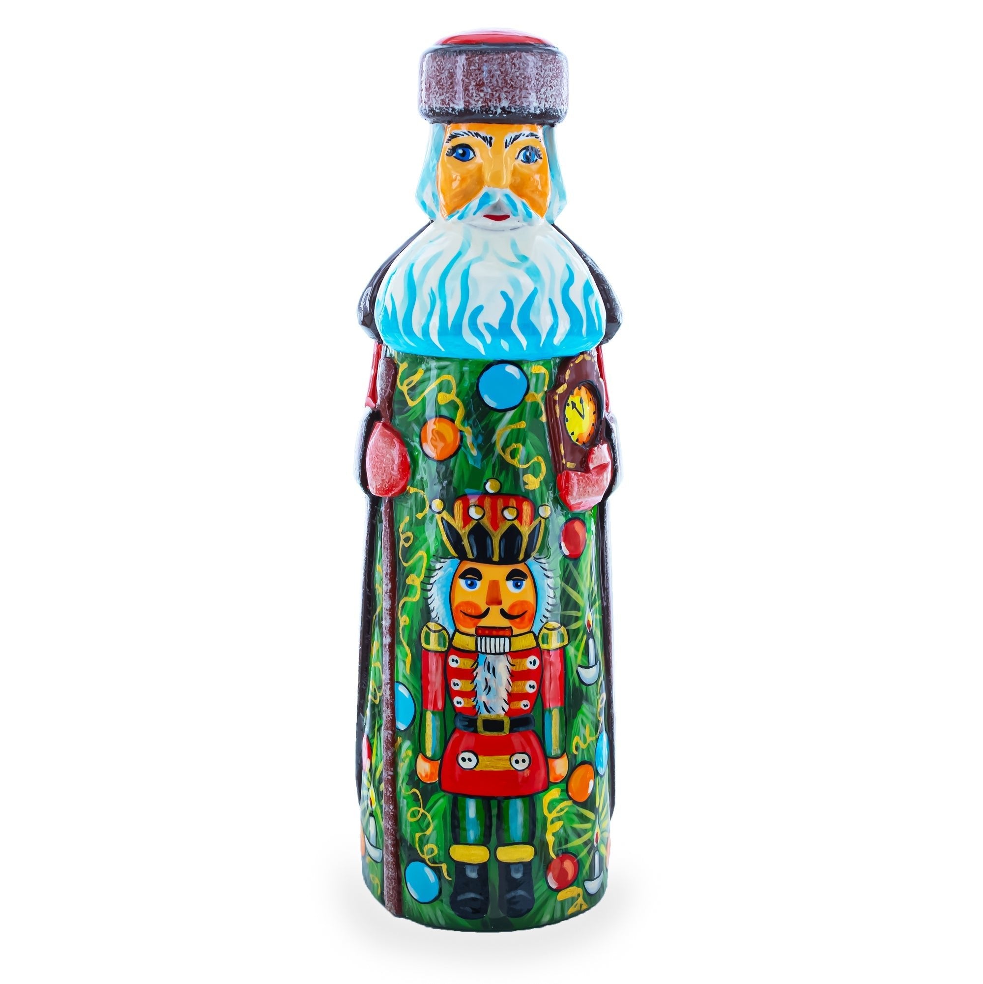 Nutcracker on Christmas Tree Hand Carved Wooden Santa Figurine 7.25 Inches Christmas Decor > Carved Wooden Santa La Vie Bien Nutcracker on Christmas Tree Hand Carved Wooden Santa Figurine 7.25 Inches