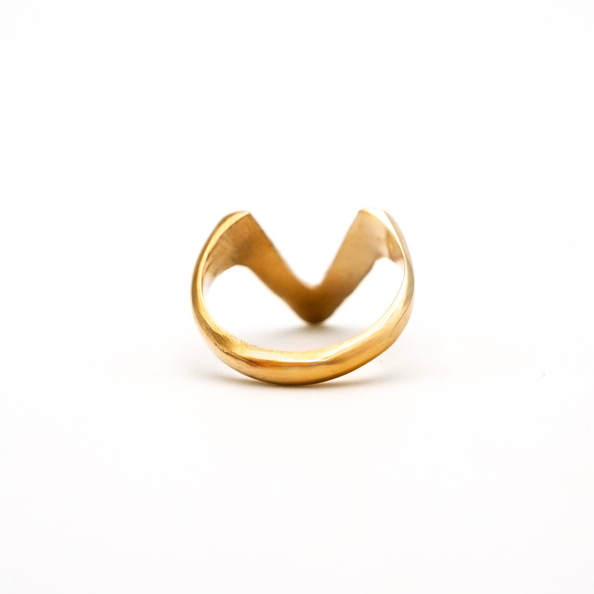 Nyeupe Brass V Initial Ring Rings La Vie Bien Nyeupe Brass V Initial Ring