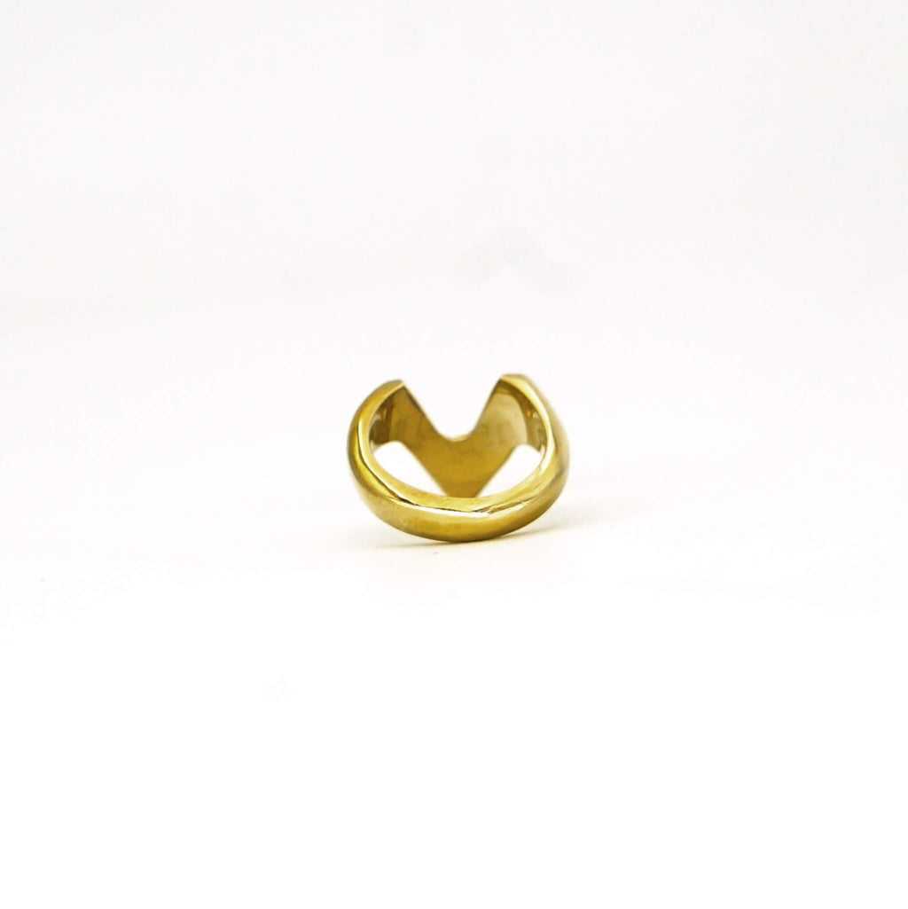 Nyeupe Brass V Initial Ring Rings La Vie Bien Nyeupe Brass V Initial Ring