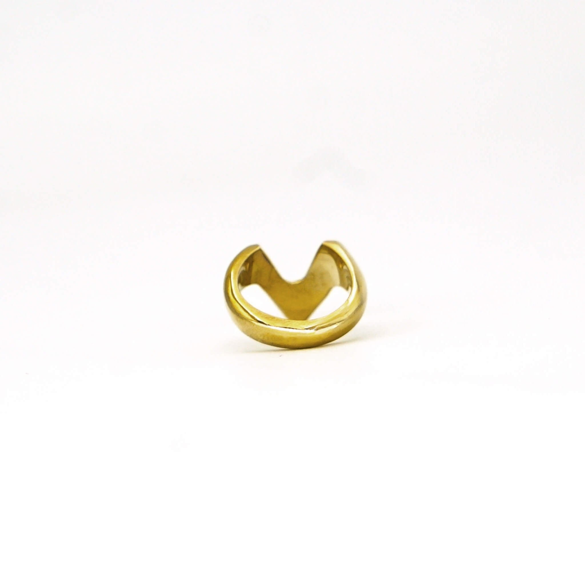 Nyeupe Brass V Initial Ring Rings La Vie Bien Nyeupe Brass V Initial Ring
