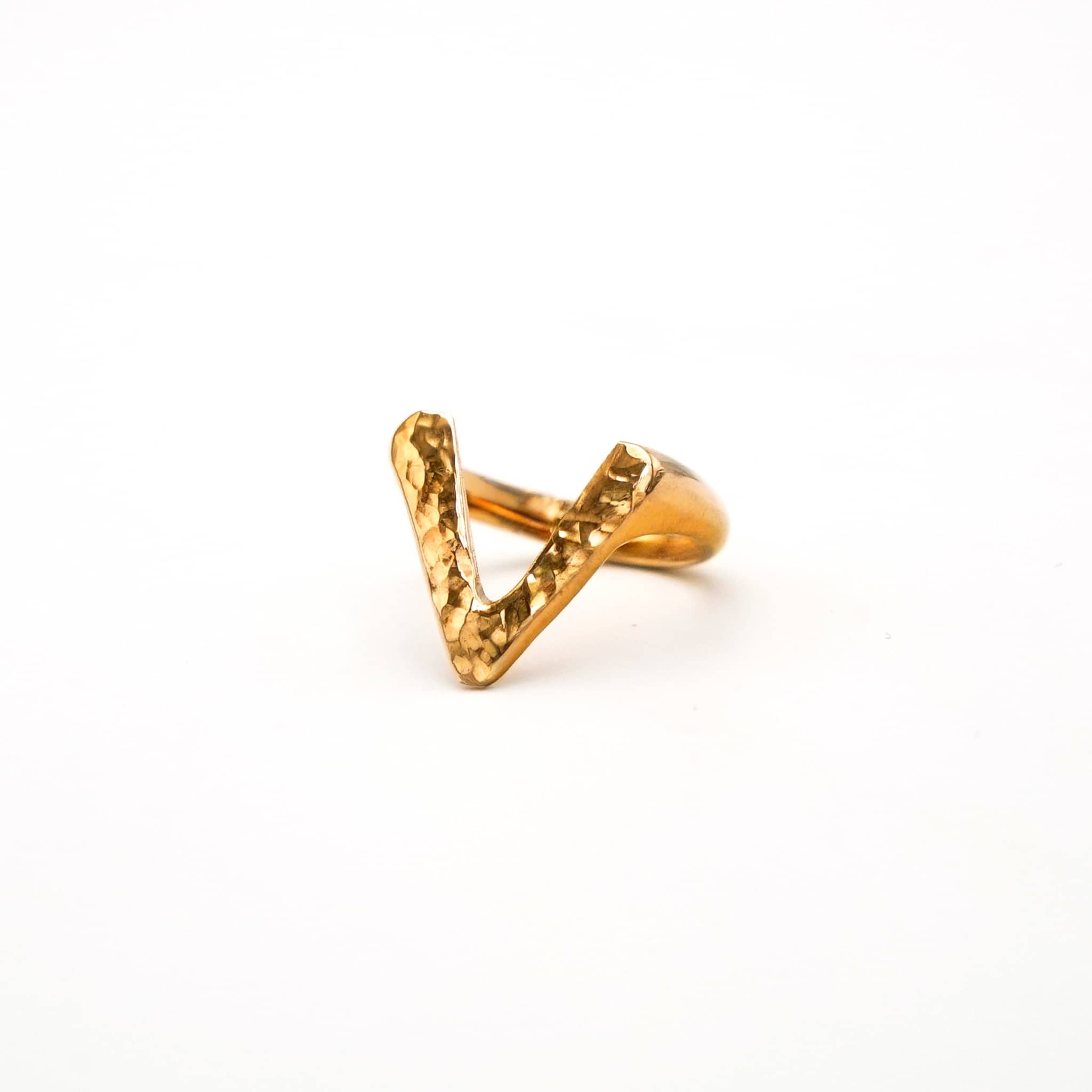Nyeupe Brass V Initial Ring Rings La Vie Bien Nyeupe Brass V Initial Ring