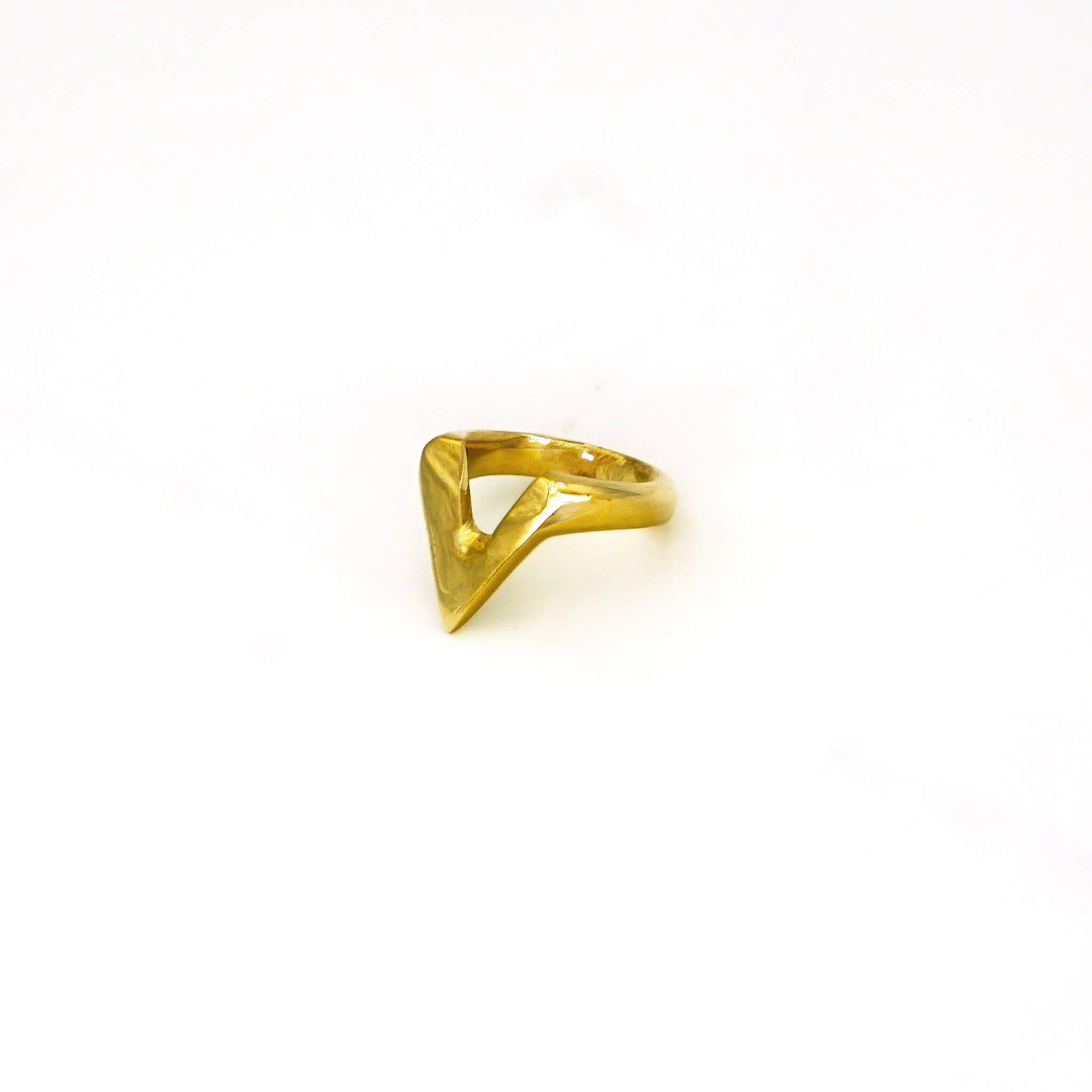 Nyeupe Brass V Initial Ring Rings La Vie Bien Nyeupe Brass V Initial Ring