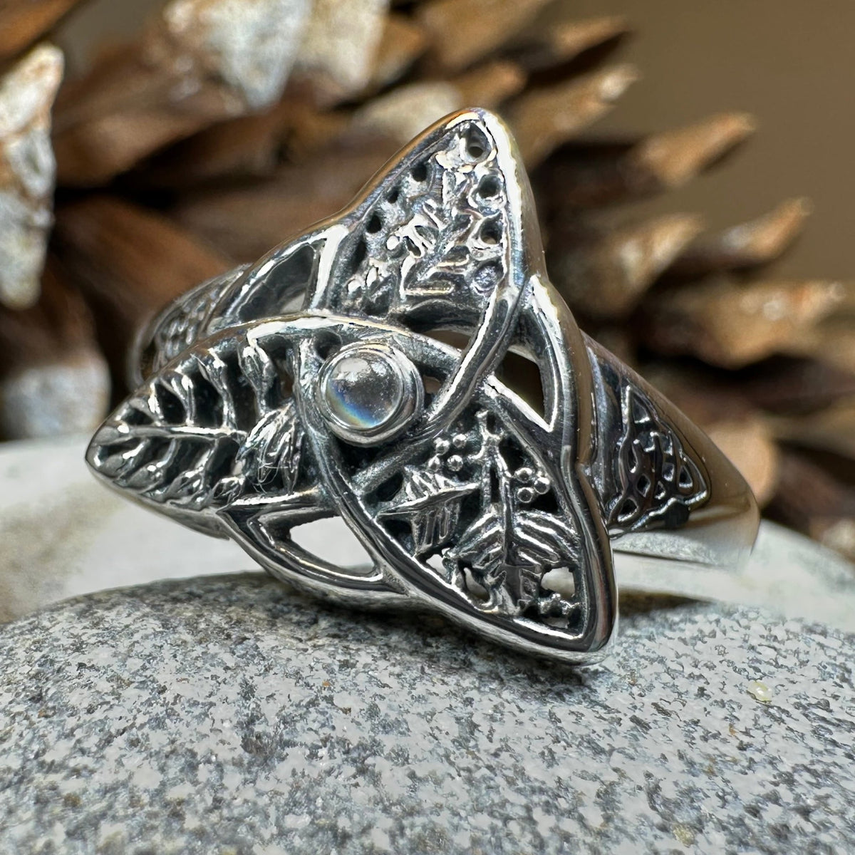 Oak Ash Thorn Moonstone Ring in Sterling Silver Ring La Vie Bien Oak Ash Thorn Moonstone Ring in Sterling Silver