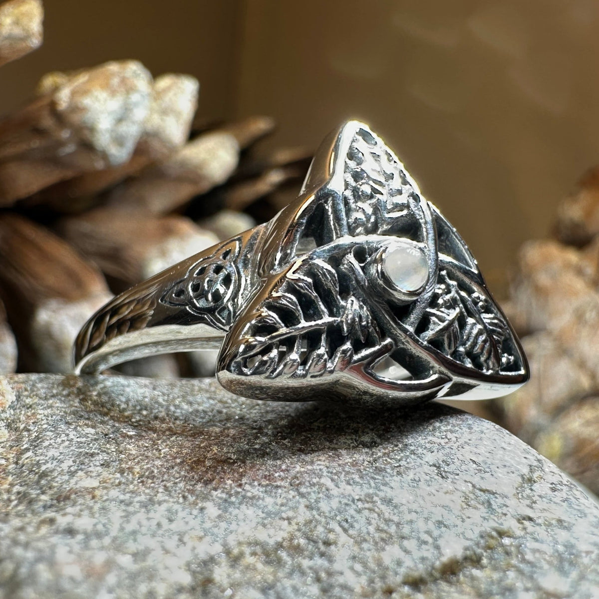 Oak Ash Thorn Moonstone Ring in Sterling Silver Ring La Vie Bien Oak Ash Thorn Moonstone Ring in Sterling Silver