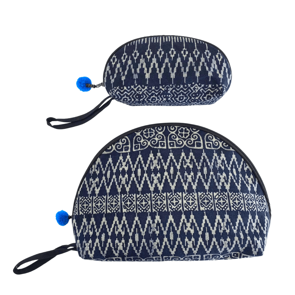 Oasis Batik Coin Cosmetic Bag Indigo - Thailand Bags La Vie Bien Oasis Batik Coin Cosmetic Bag Indigo - Thailand