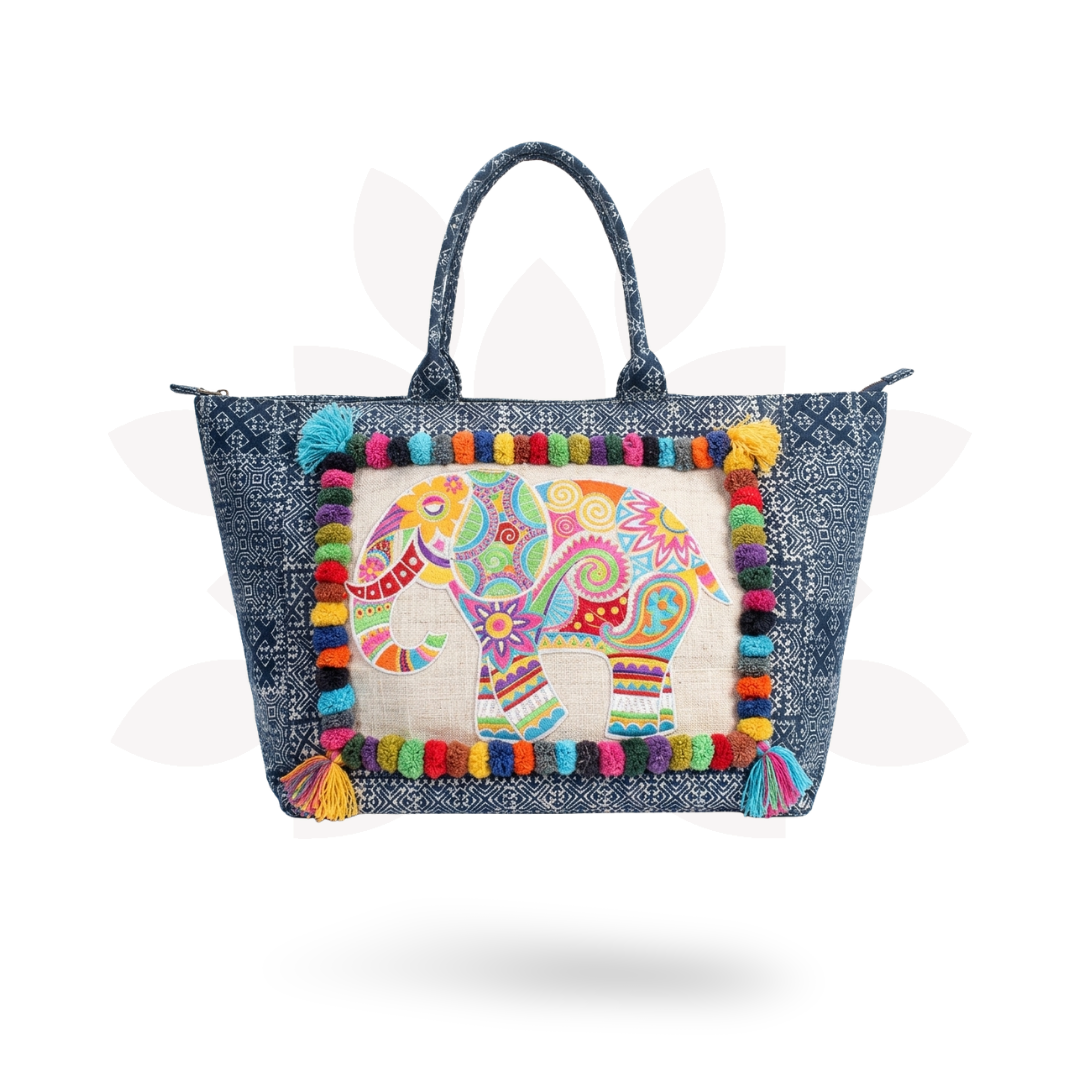 Oasis Batik Elephant Tote Bag - Thailand Bags La Vie Bien Oasis Batik Elephant Tote Bag - Thailand