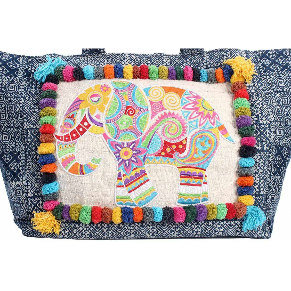 Oasis Batik Elephant Tote Bag - Thailand Bags La Vie Bien Oasis Batik Elephant Tote Bag - Thailand