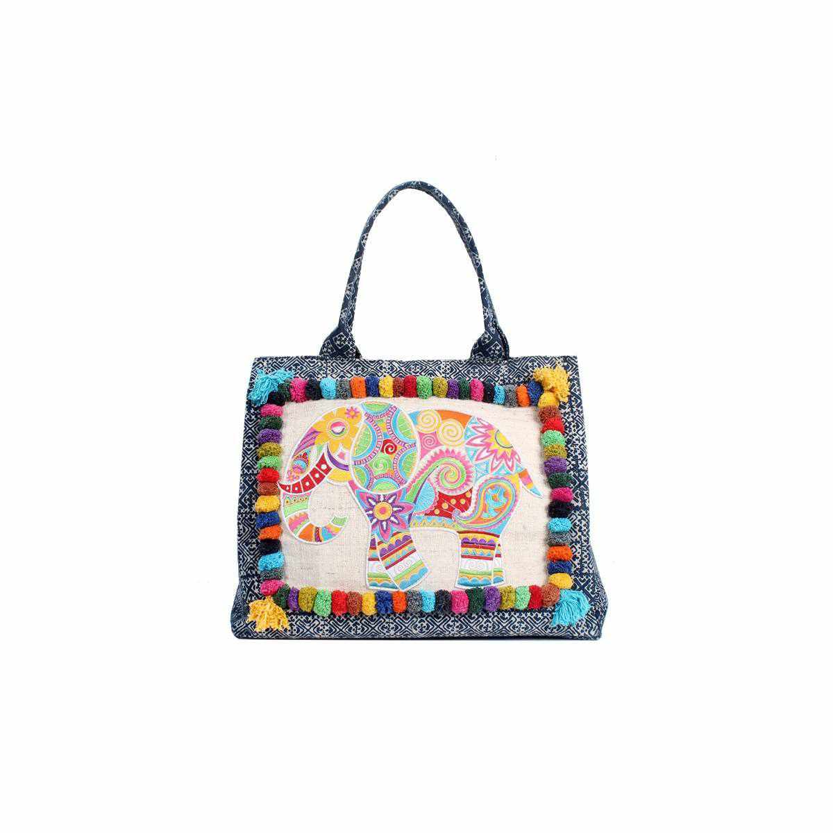 Oasis Batik Elephant Tote Bag - Thailand Bags La Vie Bien Oasis Batik Elephant Tote Bag - Thailand