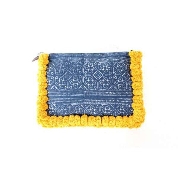 Oasis Batik PomPom iPad Clutch - Thailand Bags La Vie Bien Oasis Batik PomPom iPad Clutch - Thailand