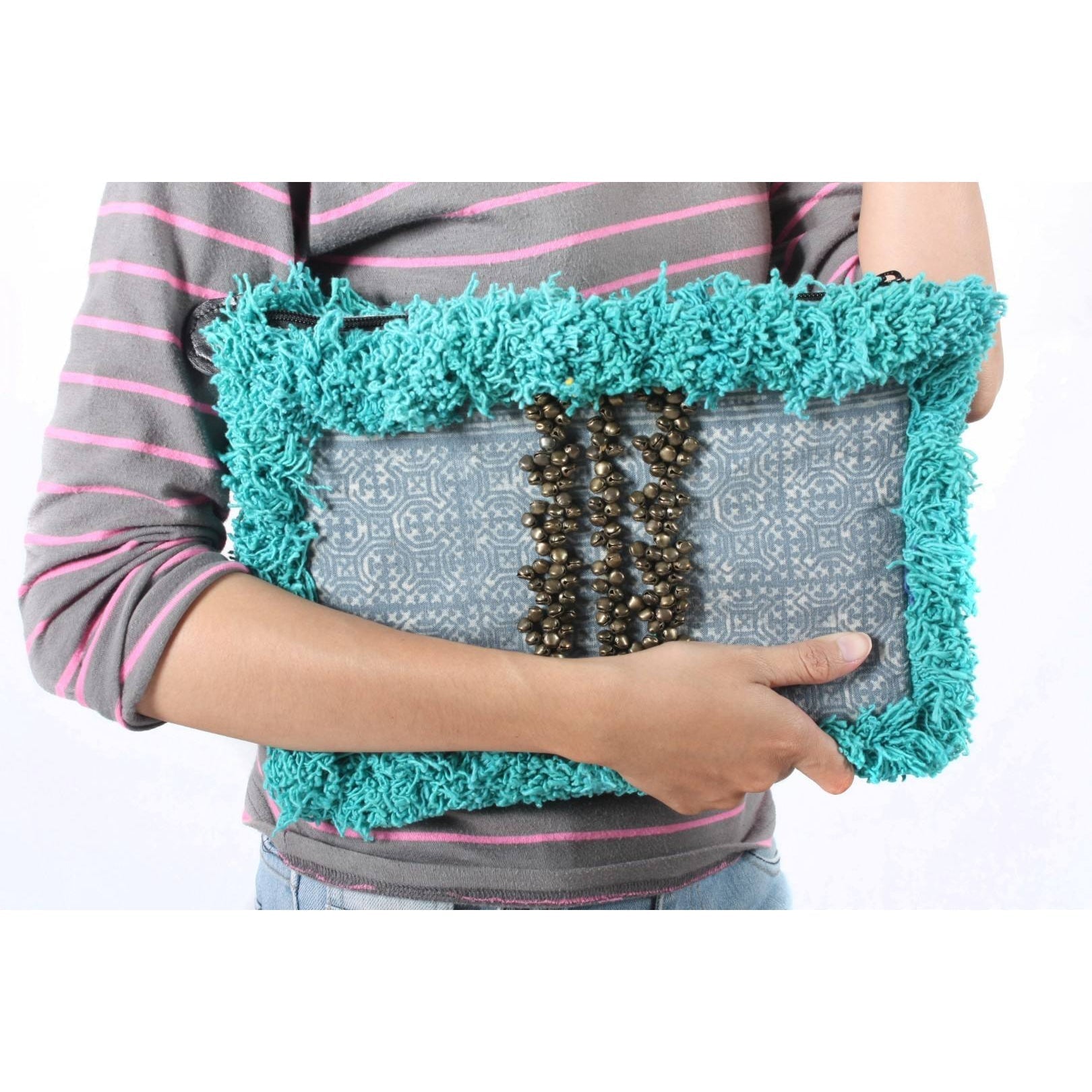 Oasis Bells & Batik Fringe Clutch for iPad - Thailand Bags La Vie Bien Oasis Bells & Batik Fringe Clutch for iPad - Thailand