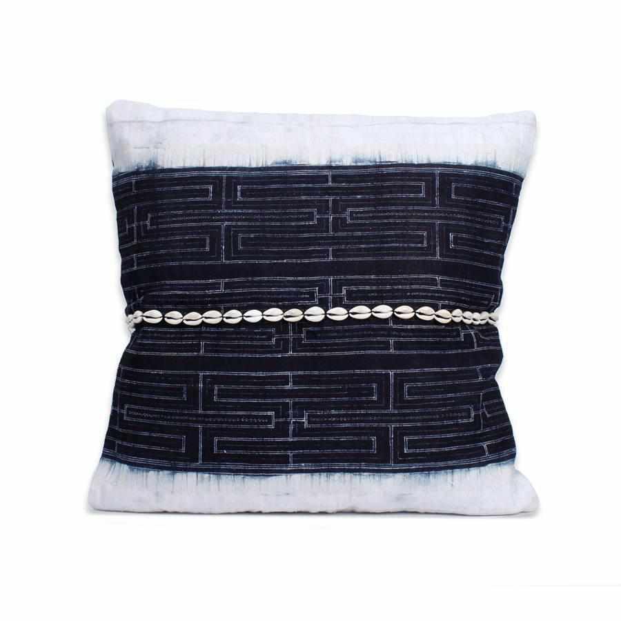 Oasis Del Mar Indigo Batik Pillow Cover - Thailand Decor La Vie Bien Oasis Del Mar Indigo Batik Pillow Cover - Thailand