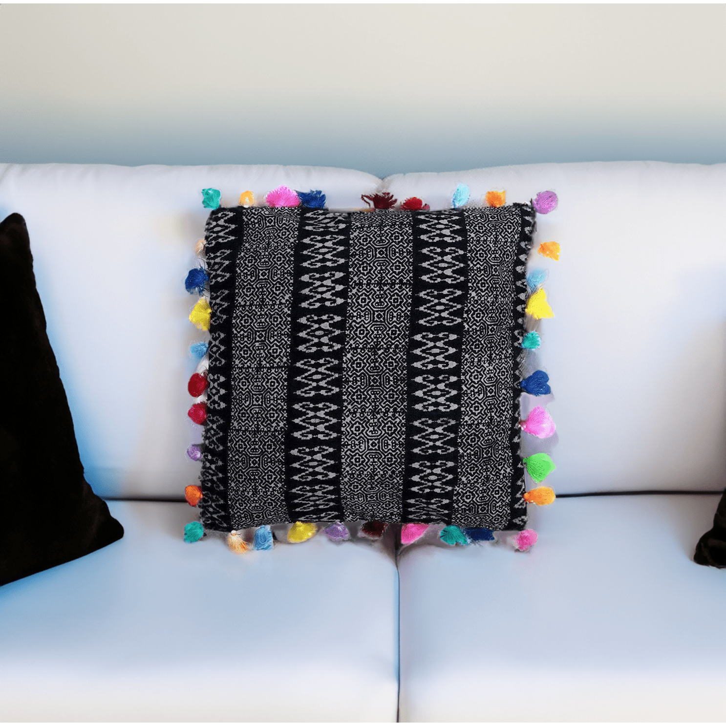 Oasis Multi Tassel Batik Pillow Cover - Thailand Decor La Vie Bien Oasis Multi Tassel Batik Pillow Cover - Thailand